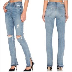 Grlfnd Split Raw Hem High Waist Jeans Natalia